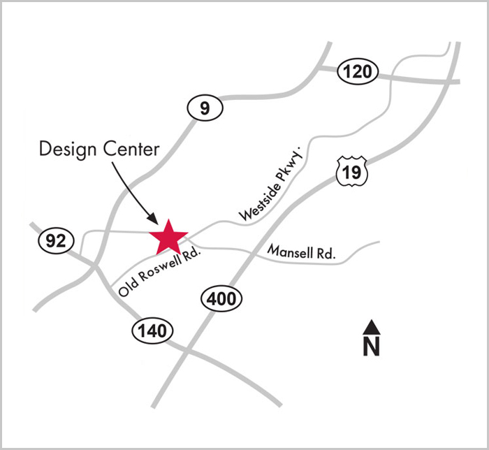 Map to the David Weekley Homes Design Center